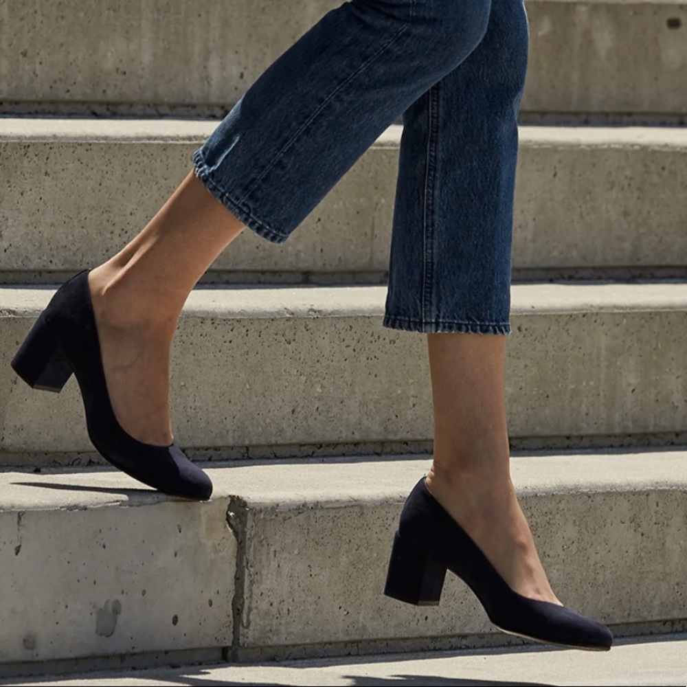 Margaux Black Suede Leather “The Heel” Pumps  EUR 40.5 US 9.5 10 EUC